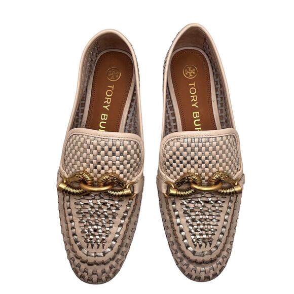 Tory Burch Jessa Woven Loafer Woven Goat Leather Metallic Loafers 6 - Picture 7 of 7